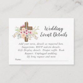 Angaben zur katholischen Hochzeit - Blume in rosa  Begleitkarte