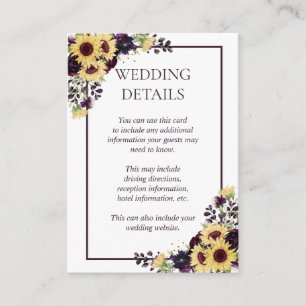 Angaben zur Lila Sonnenblume Begleitkarte