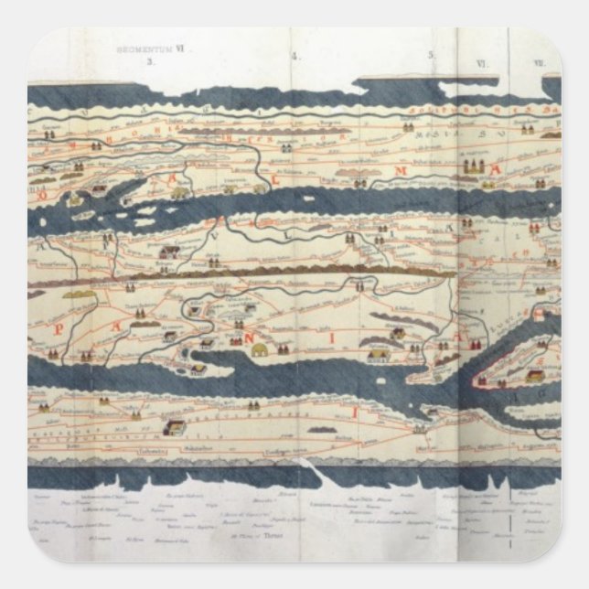 Angaben zur Peutinger-Tabelle Quadratischer Aufkleber (Vorderseite)