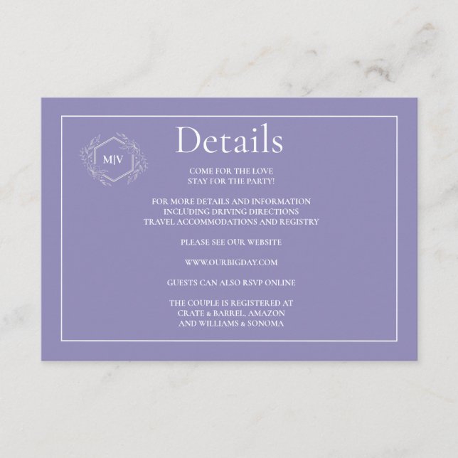 Angaben zur QR-Code-Lavendel-Einschließungskarte Begleitkarte (Vorderseite)