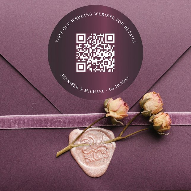 Angaben zur QR-Codierung der Hochzeitwebsite uAwg  Runder Aufkleber (Von Creator hochgeladen)