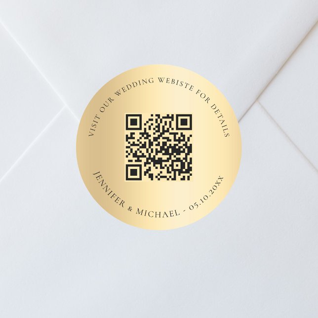 Angaben zur QR-Website für Hochzeiten uAwg gold Runder Aufkleber (Von Creator hochgeladen)