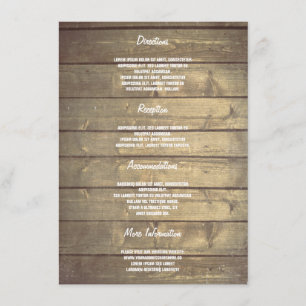 Angaben zur Rustikalen Holzhochzeit - Informatione Begleitkarte