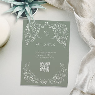 Angaben zur Stufe Vintag Geblüht Monogramm-Hochzei Begleitkarte