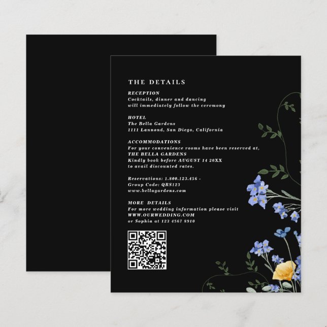 Angaben zur Wildblume QR-Code Hochzeitskarten (Vorne/Hinten)