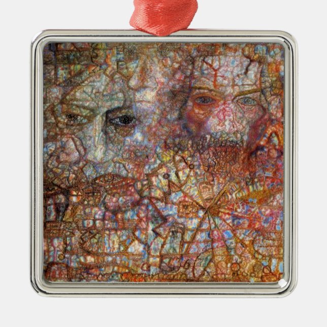 Angaben: Zwei Gesichter (von Pavel Filonov) Ornament Aus Metall (Vorne)