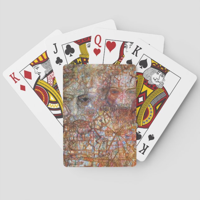 Angaben: Zwei Gesichter (von Pavel Filonov) Spielkarten (Rückseite)