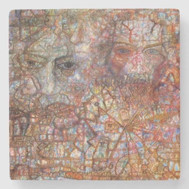 Angaben: Zwei Gesichter (von Pavel Filonov) Steinuntersetzer (Vorderseite)