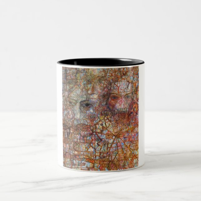 Angaben: Zwei Gesichter (von Pavel Filonov) Zweifarbige Tasse (Mittel)