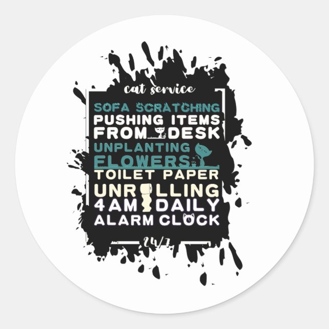 Angebote für Katzenbesitzer Cat Service Funny Runder Aufkleber (Vorderseite)