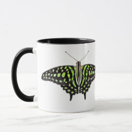 Angebundenes Jay-grüne und schwarze Tasse