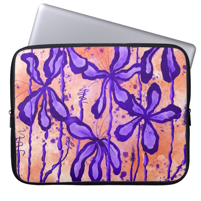 Angefärbte Blume Orange und Violett Laptopschutzhülle (Vorderseite)