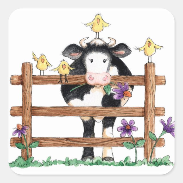 Angefasste Kuh - Aufkleber (Vorderseite)