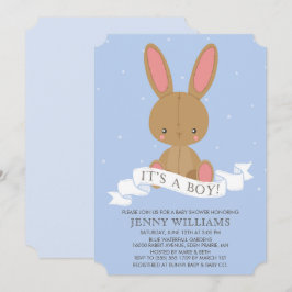 Angefüllte Brown-Häschen-Jungen-Babyparty laden Einladung
