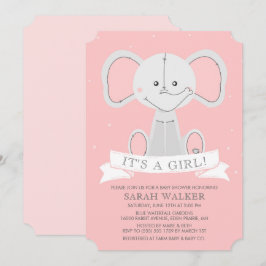 Angefülltes Elefant-Rosa ist es ein Mädchen! Einladung
