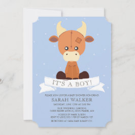 Angefülltes Kuh-blaues Gelb ist es ein Junge! Einladung