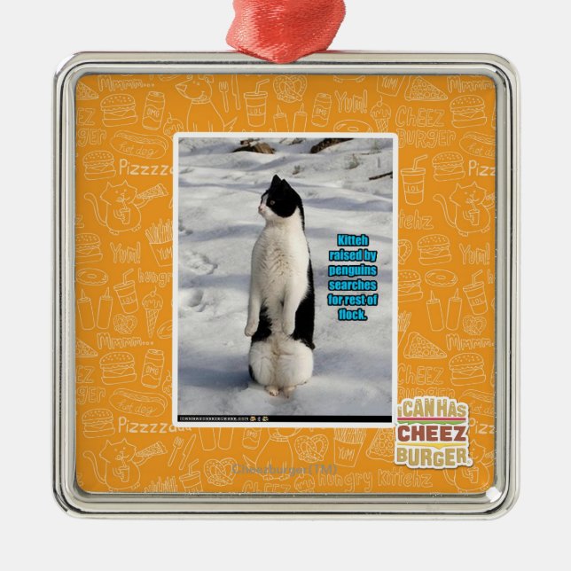 Angehoben durch Pinguine Silbernes Ornament (Vorne)