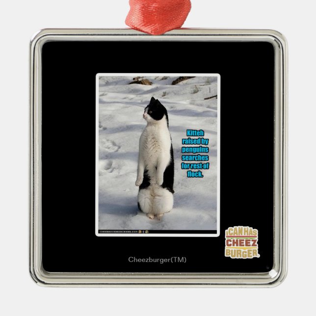 Angehoben durch Pinguine Silbernes Ornament (Vorne)