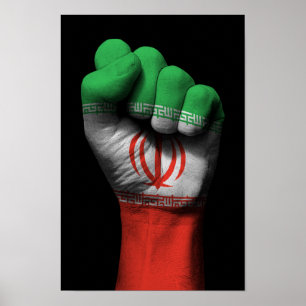 Angehobene geballte Faust mit iranischer Flagge Poster