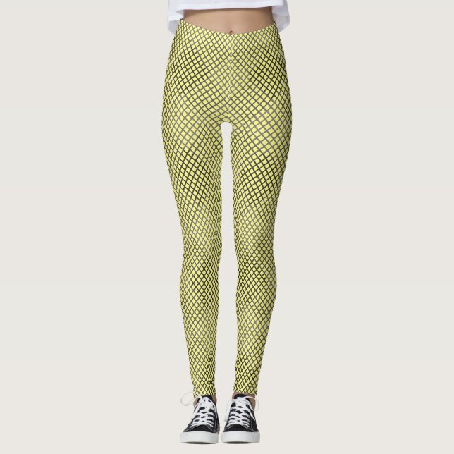 Angekreuztes Muster diagonal 2 Töne w Gelbe Leggin Leggings (Vorderseite)