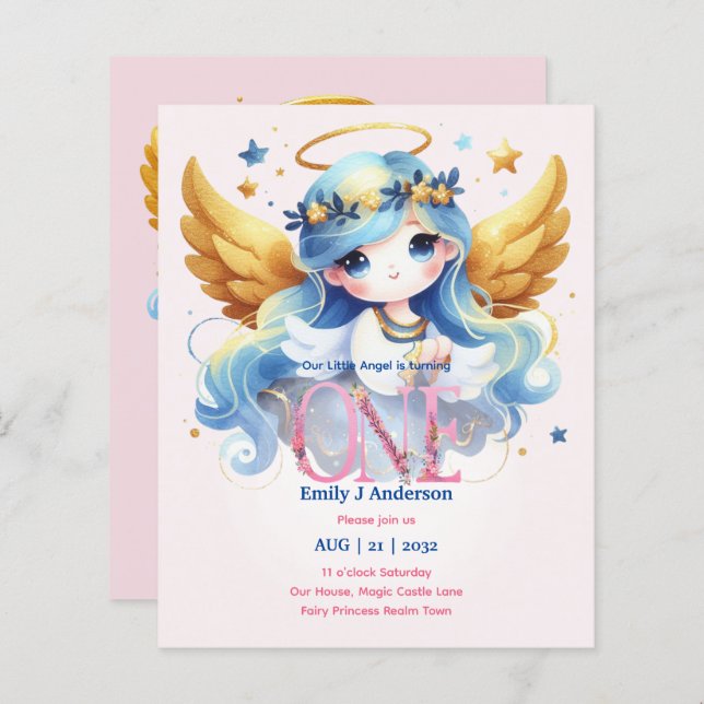 Angel 1 Geburtstag Fairy Tale Magic Geburtstag (Vorne/Hinten)
