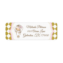 Angel Address Labels Gold & Pink