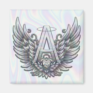 Angel Alphabet A Initial Latter Wings Halo Magnet