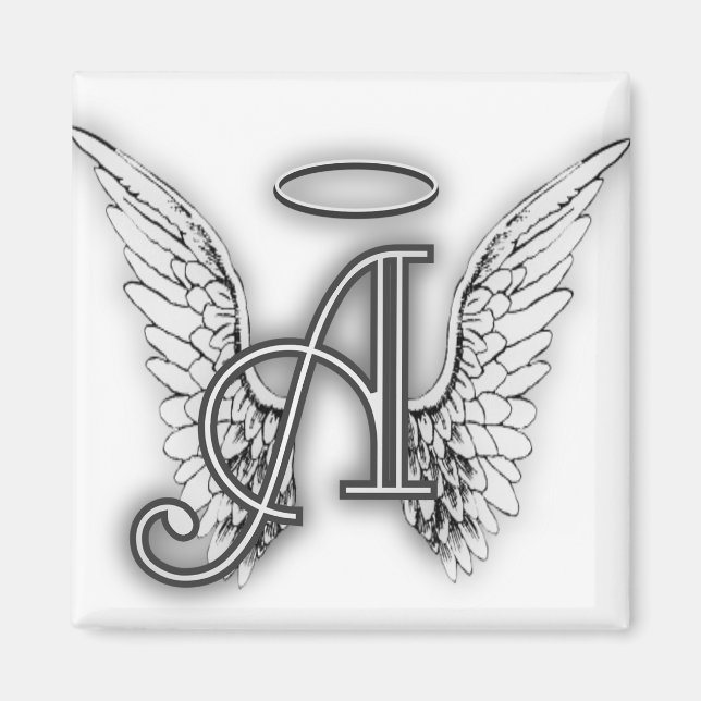 Angel Alphabet A Initial Latter Wings Halo Magnet (Vorne)