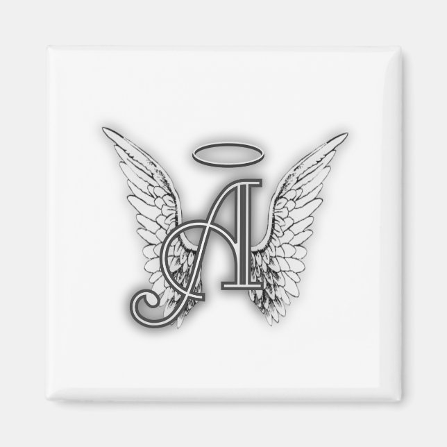 Angel Alphabet A Initial Latter Wings Halo Magnet (Vorne)