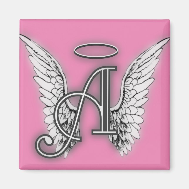 Angel Alphabet A Initial Latter Wings Halo Magnet (Vorne)