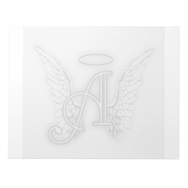 Angel Alphabet A Initial Latter Wings Halo Notizblock (Vorderseite)