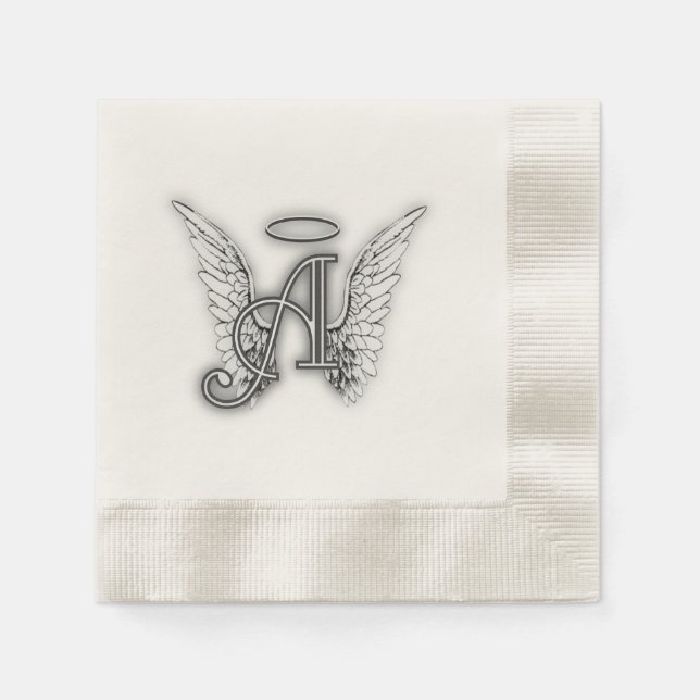 Angel Alphabet A Initial Latter Wings Halo Serviette (Vorderseite)