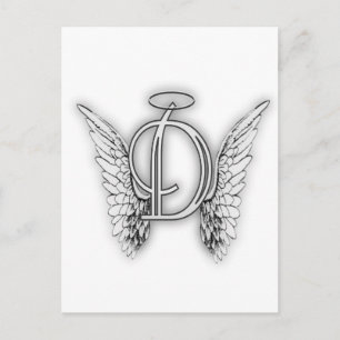 Angel Alphabet D Initial Latter Wings Halo Postkarte