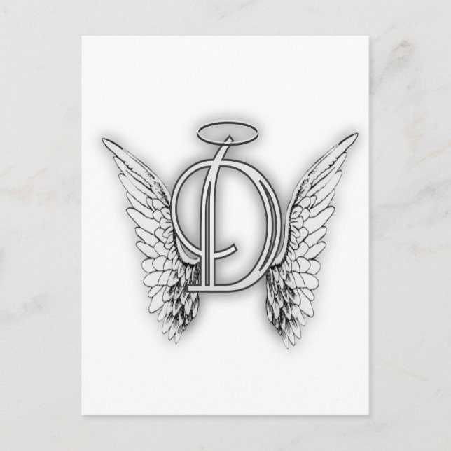 Angel Alphabet D Initial Latter Wings Halo Postkarte (Vorderseite)