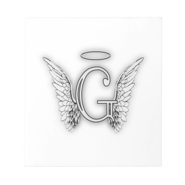 Angel Alphabet G Initial Latter Wings Halo Notizblock (Vorderseite)