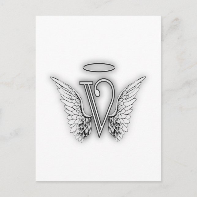 Angel Alphabet / Initial Letter Wings Halo Postkarte (Vorderseite)