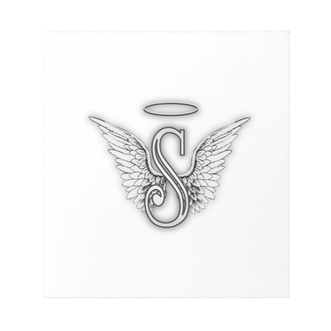 Angel Alphabet S Initial Letter Wings Halo Notizblock (Vorderseite)