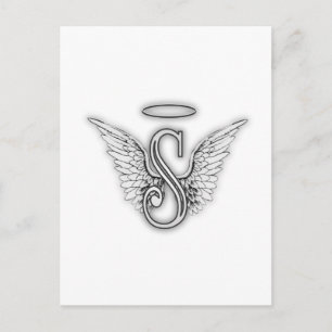 Angel Alphabet S Initial Letter Wings Halo Postkarte