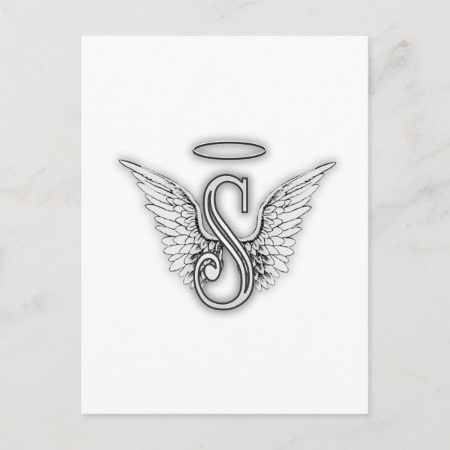 Angel Alphabet S Initial Letter Wings Halo Postkarte (Vorderseite)