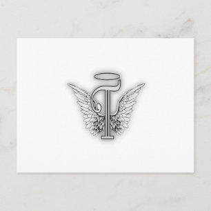 Angel Alphabet T Initial Letter Wings Halo Postkarte