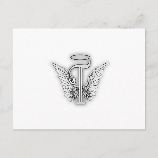 Angel Alphabet T Initial Letter Wings Halo Postkarte (Vorderseite)