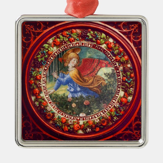 Angel Ansammlung Blume Rote Blüte Weihnachten Silbernes Ornament (Vorne)