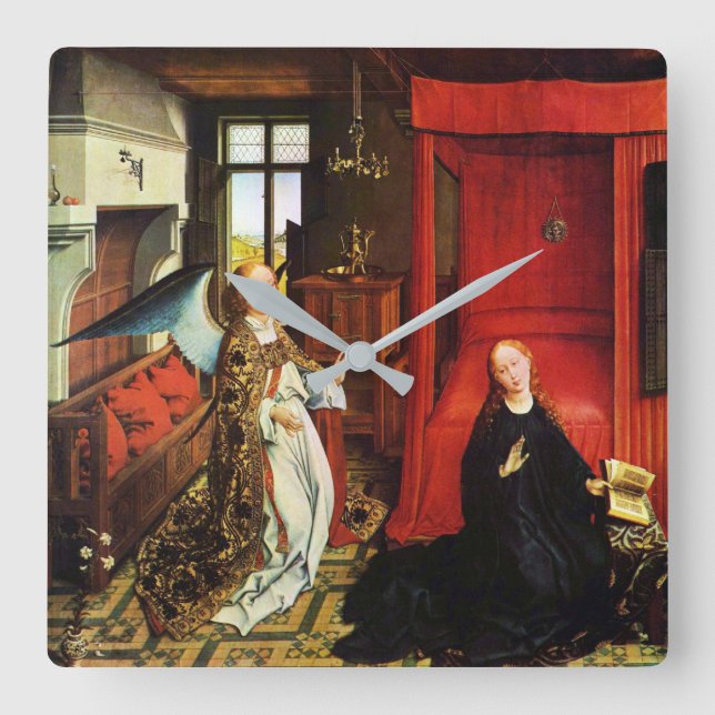 ANGEL Archangel Gabriel und Jungfrau Quadratische Wanduhr (Vorderseite)