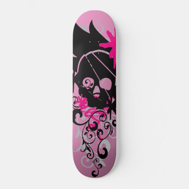 Angel Armor Japanischer Punk Rosa Skateboard (Vorderseite)