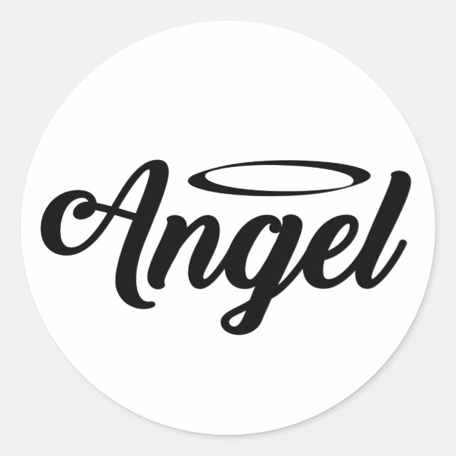 Angel Art Cool Text Graphic Word Text Art Niedlich Runder Aufkleber (Vorderseite)