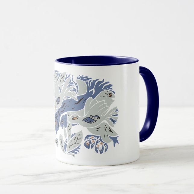 Angel Ästhetische Vögel TWArt 12-Blaue Tasse (VorderseiteRechts)