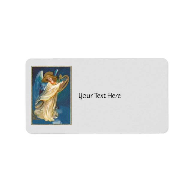 Angel auf Harfe spielen Adressaufkleber (Vorne)