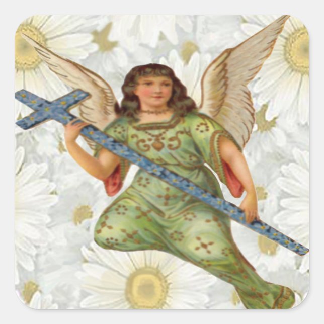 Angel-Aufkleber für die Nachricht senden Quadratischer Aufkleber (Vorderseite)