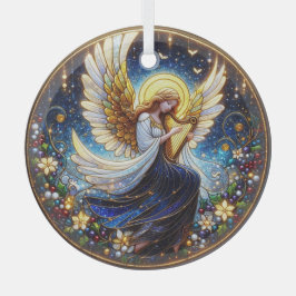 Angel aus Hartglas mit Harfe Ornament Aus Glas