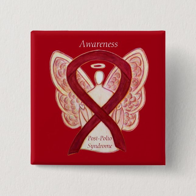Angel Awareness Ribbon-Buttone nach dem Polio-Synd Button (Vorderseite)